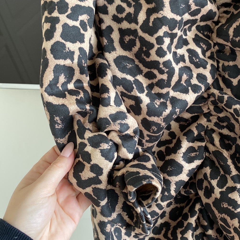 Zara Ruched Leopard Dress - Picture 3 of 6